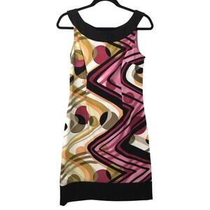 Connected Apparel Women's Sleeveless Psychodelic Retro Style Multicolor Dress 6